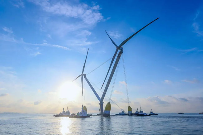 大國重器!全球最(zuì)大漂浮式(shì)風電平台啟航出海 大國重器!全球最大漂(piāo)浮式風電平台啟航出(chū)海
